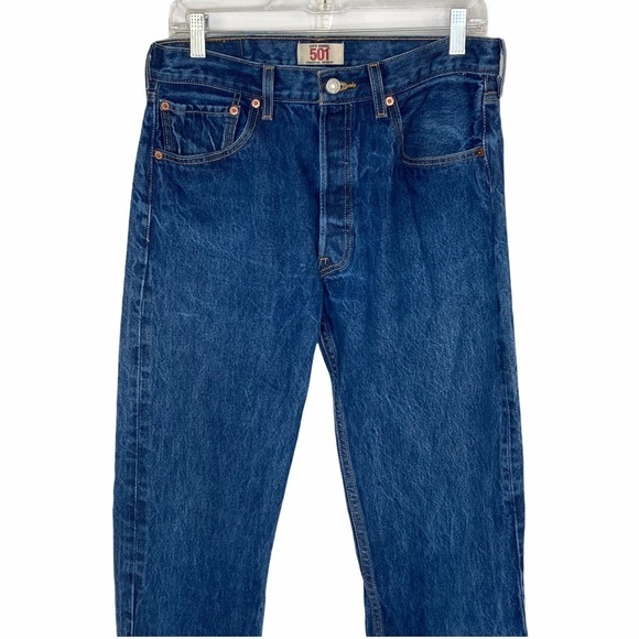 Levi’s Dark Wash 501 Straight Leg Men’s Jeans - Picture 3 of 13